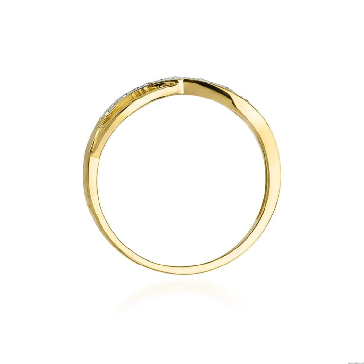 Pierścionek W0090 z diamentami Żółte złoto 375