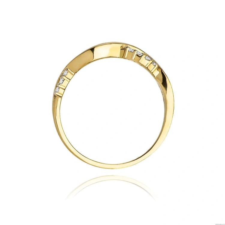 Pierścionek W0096 z diamentami Żółte złoto 375