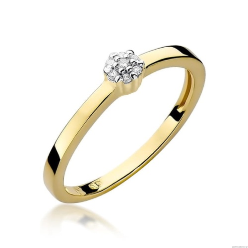 Pierścionek W0100 z diamentami Żółte złoto 375