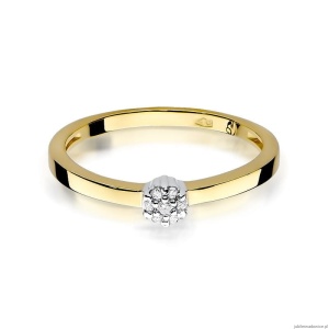 Pierścionek W0100 z diamentami Żółte złoto 375