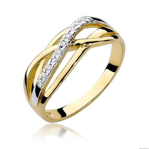 Pierścionek W0157 z diamentami Żółte złoto 375