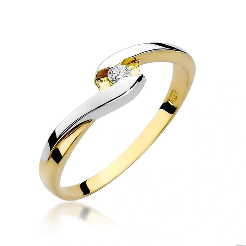 Pierścionek W0158 Diament 0,05ct Żółte złoto 375