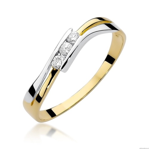 Pierścionek W0159 z diamentami Żółte złoto 375