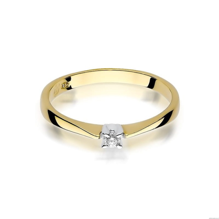 Pierścionek W0175 Diament 0,03ct Żółte złoto 375
