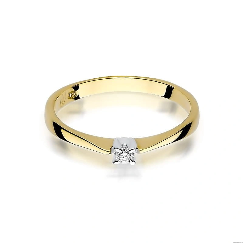 Pierścionek W0175 Diament 0,03ct Żółte złoto 375