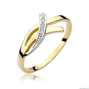 Pierścionek W0179 z diamentami Żółte złoto 375