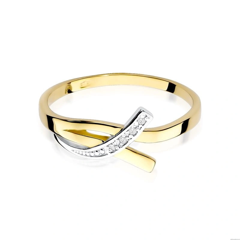 Pierścionek W0179 z diamentami Żółte złoto 375