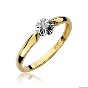 Pierścionek W0187 Diament 0,04ct Żółte złoto 375