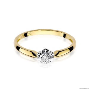 Pierścionek W0187 Diament 0,04ct Żółte złoto 375