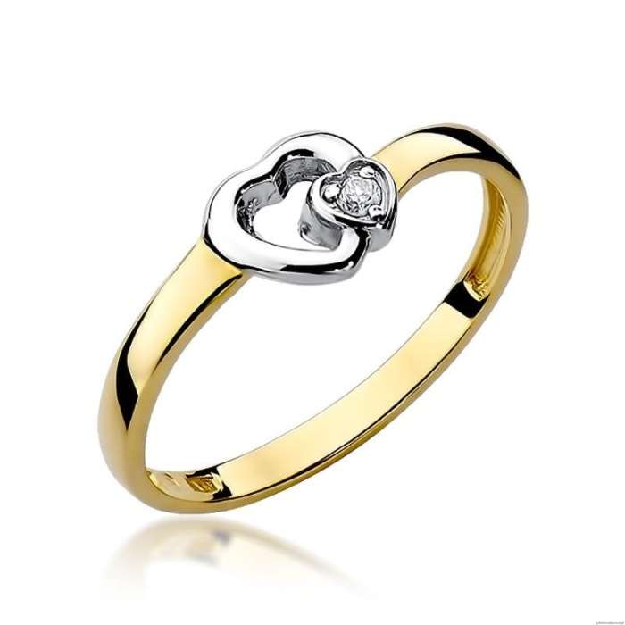 Pierścionek W0188 Diament 0,02ct Żółte złoto 375
