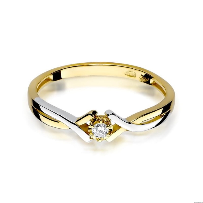 Pierścionek W0190 Diament 0,04ct Żółte złoto 375