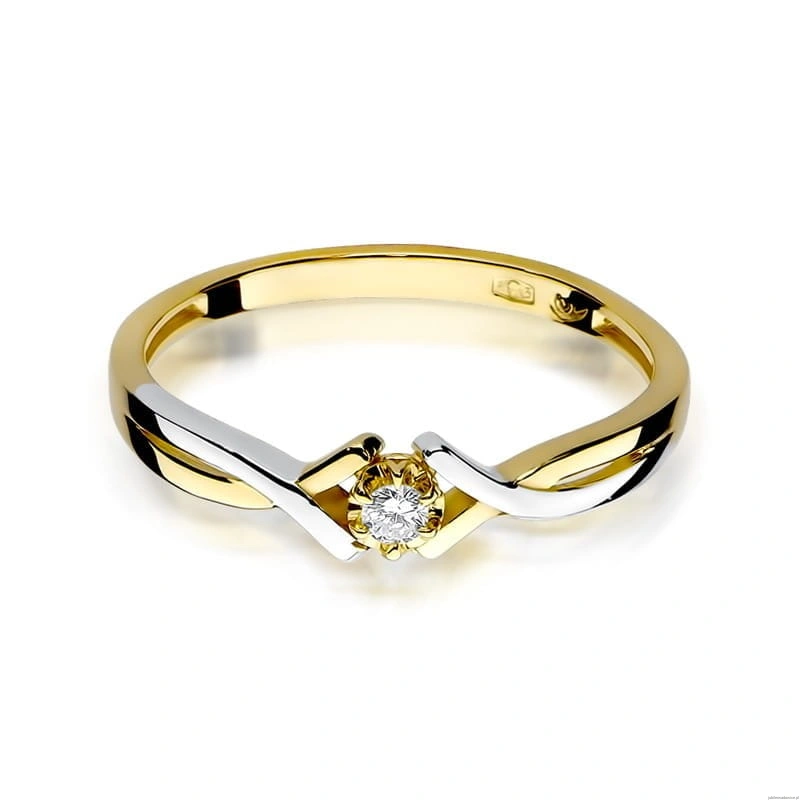 Pierścionek W0190 Diament 0,04ct Żółte złoto 375