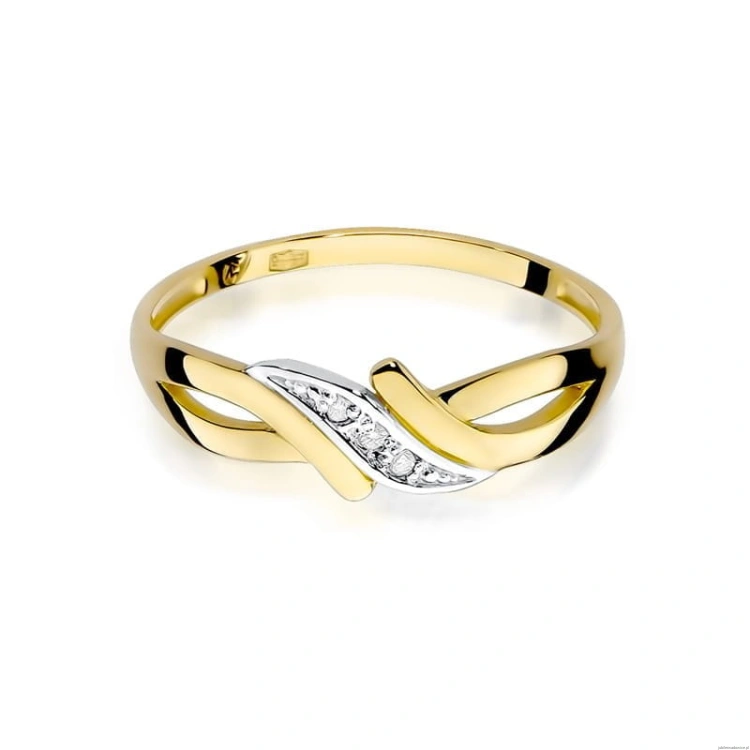 Pierścionek W0192 z diamentami Żółte złoto 375