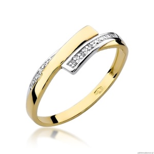 Pierścionek W0196 z diamentami Żółte złoto 375