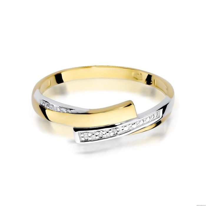 Pierścionek W0196 z diamentami Żółte złoto 375