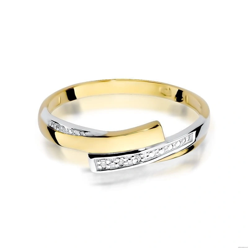 Pierścionek W0196 z diamentami Żółte złoto 375