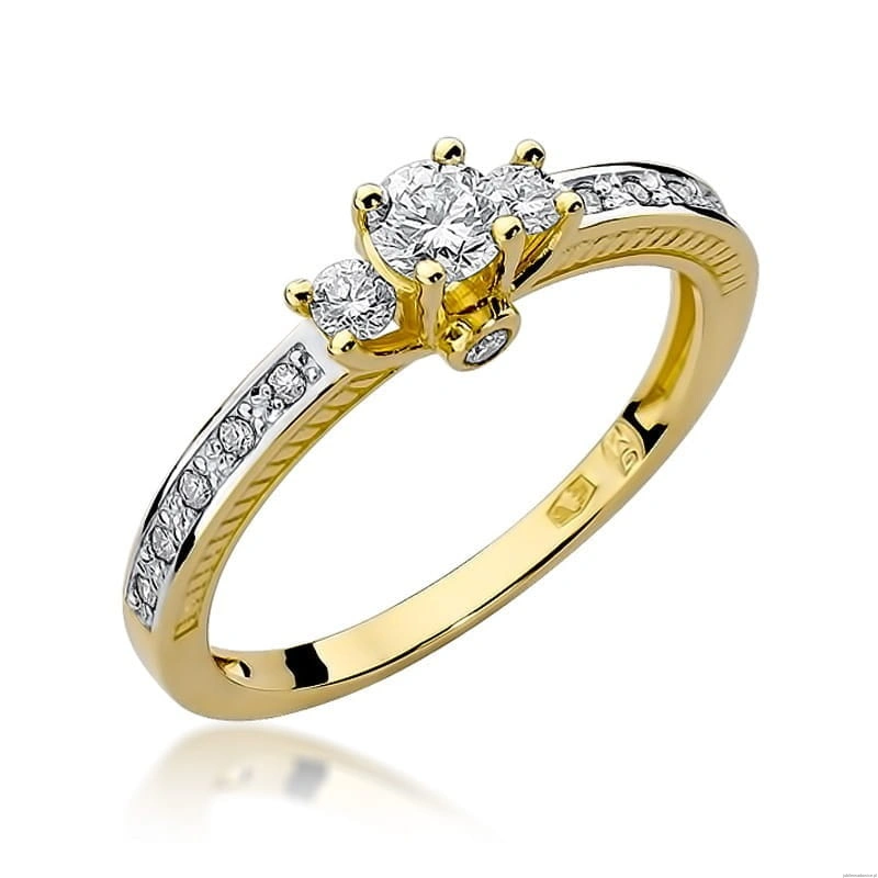 Pierścionek W0199 Diament 0,20ct Żółte złoto 375