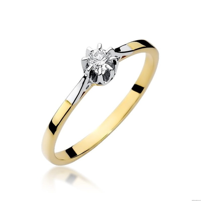 Pierścionek W0209 Diament 0,08ct Żółte złoto 375