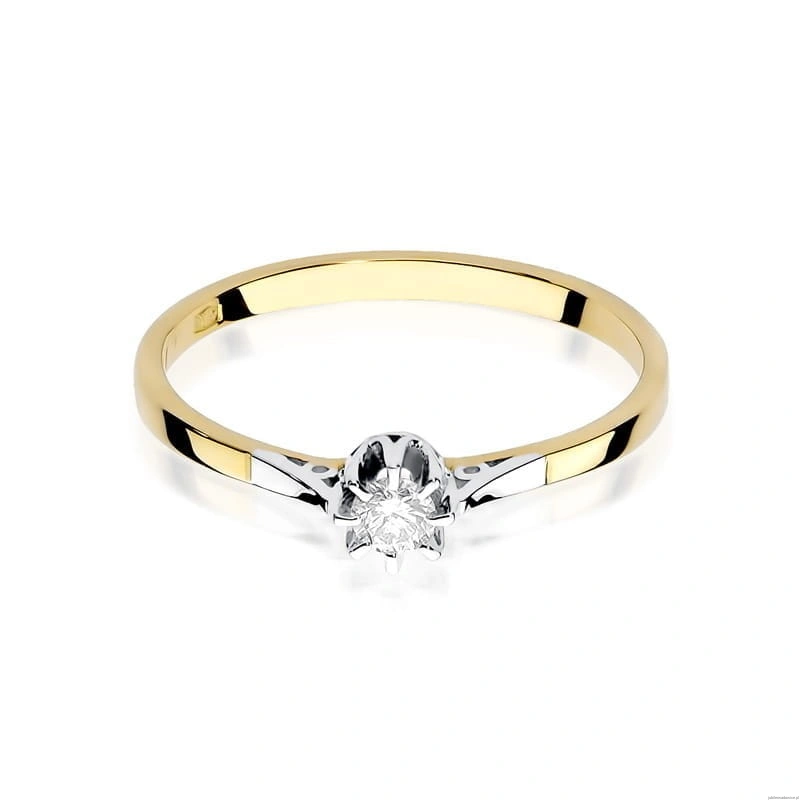 Pierścionek W0209 Diament 0,08ct Żółte złoto 375