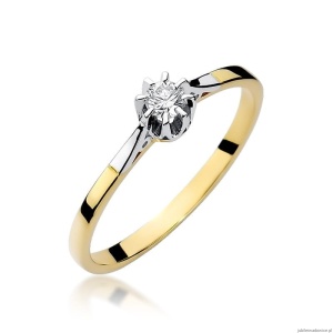 Pierścionek W0209 Diament 0,10ct Żółte złoto 375