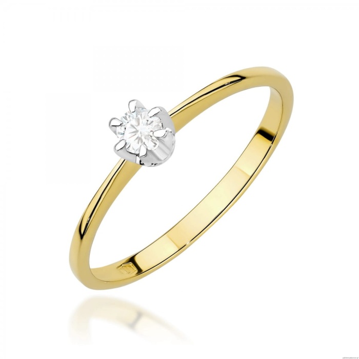 Pierścionek W0220 Diament 0,10ct Żółte złoto 375