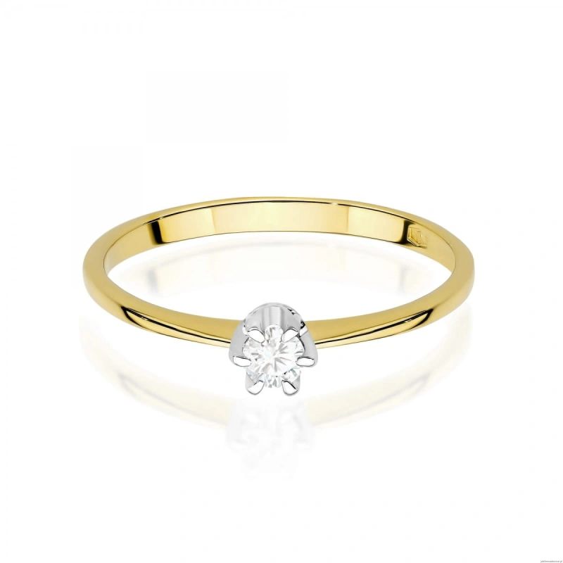 Pierścionek W0220 Diament 0,10ct Żółte złoto 375