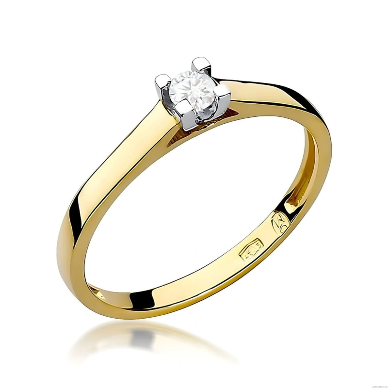 Pierścionek W0221 Diament 0,08ct Żółte złoto 375
