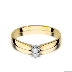 Pierścionek W0222 Diament 0,04ct Żółte złoto 375