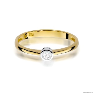 Pierścionek W0224 Diament 0,10ct Żółte złoto 375