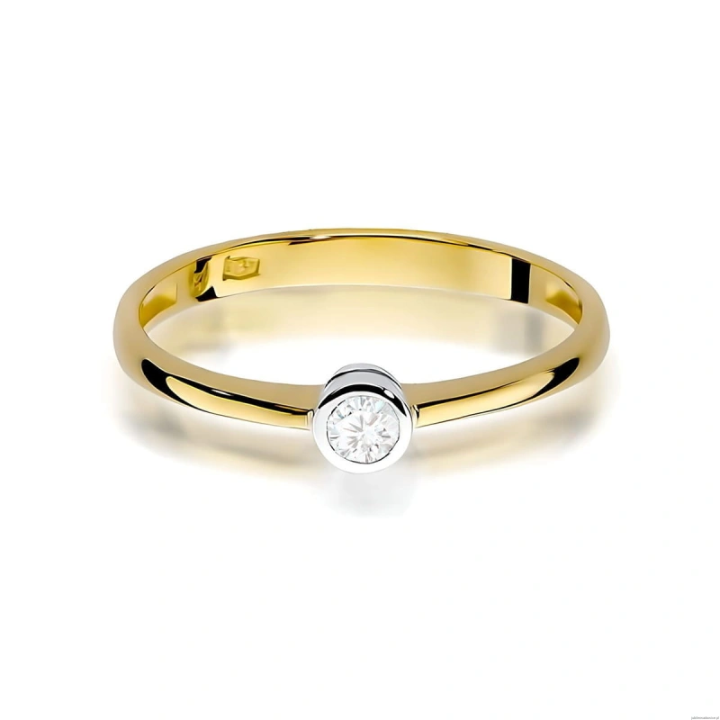 Pierścionek W0224 Diament 0,10ct Żółte złoto 375