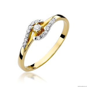 Pierścionek W0237 Diament 0,04ct Żółte złoto 375