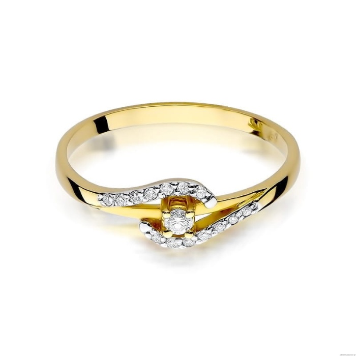 Pierścionek W0237 Diament 0,04ct Żółte złoto 375