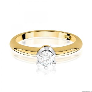 Pierścionek W0267 Diament 0,30ct Żółte złoto 375