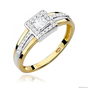 Pierścionek W0271 Diament 0,15ct Żółte złoto 375