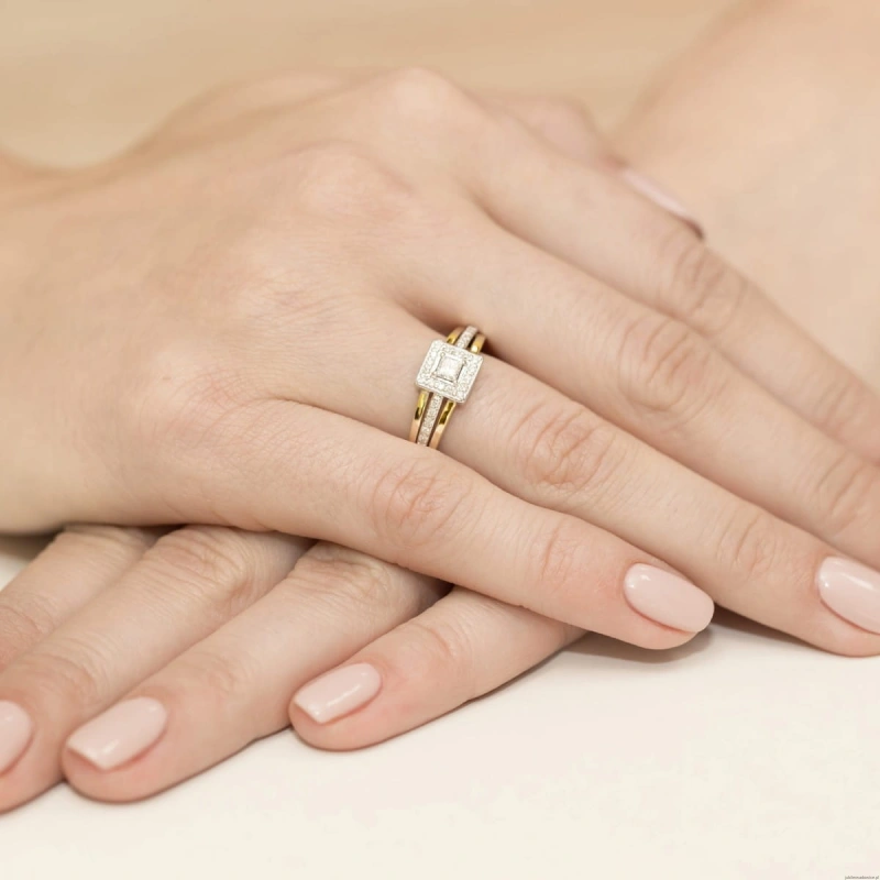 Pierścionek W0271 Diament 0,15ct Żółte złoto 375