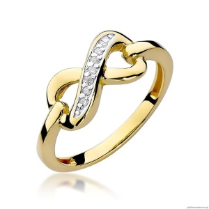 Pierścionek W0285 z diamentami Żółte złoto 375