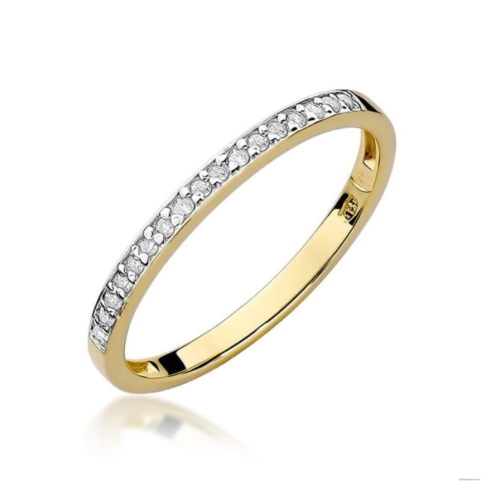 Pierścionek W0306 z diamentami Żółte złoto 375