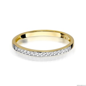 Pierścionek W0306 z diamentami Żółte złoto 375