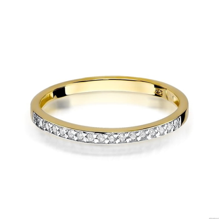 Pierścionek W0306 z diamentami Żółte złoto 375