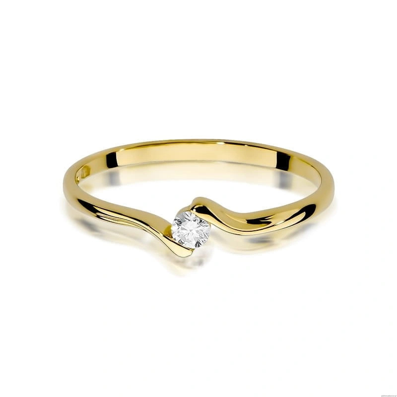 Pierścionek W0332 Diament 0,09ct Żółte złoto 375