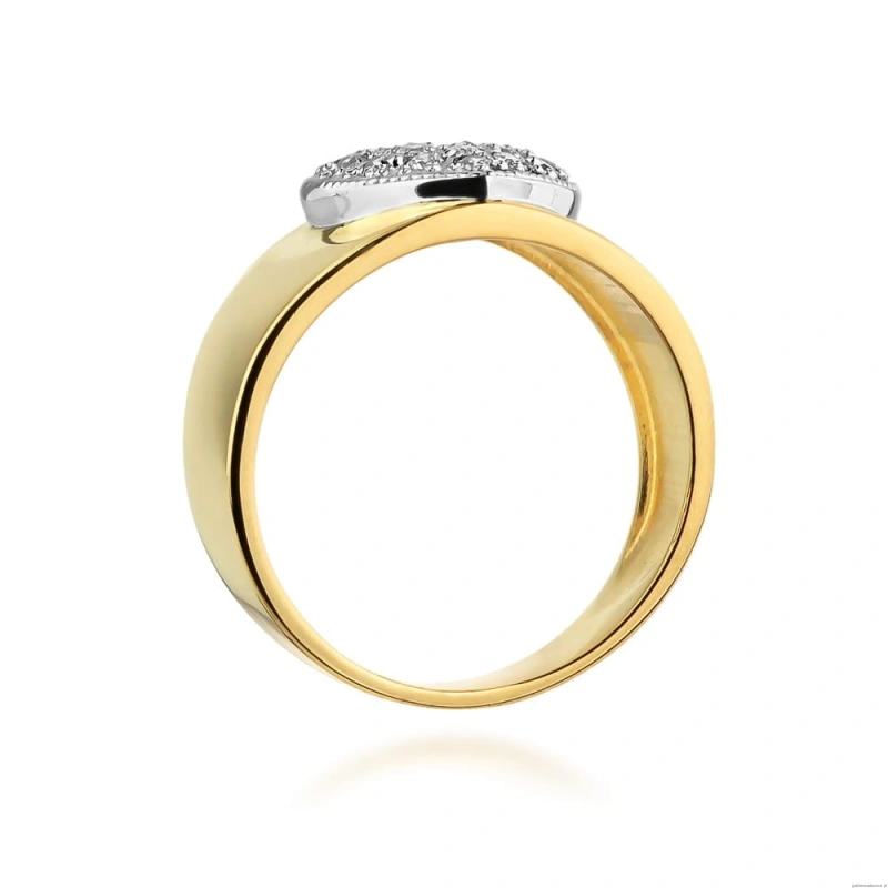 Pierścionek W0352 z diamentami Żółte złoto 375
