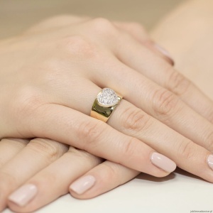Pierścionek W0352 z diamentami Żółte złoto 375