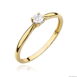 Pierścionek W0461 Diament 0,03ct Żółte złoto 375