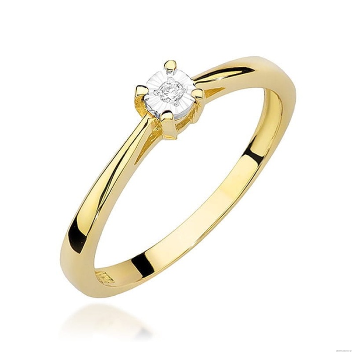 Pierścionek W0463 Diament 0,02ct Żółte złoto 375