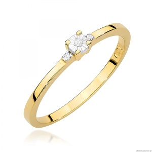 Pierścionek W0464 Diament 0,01ct Żółte złoto 375