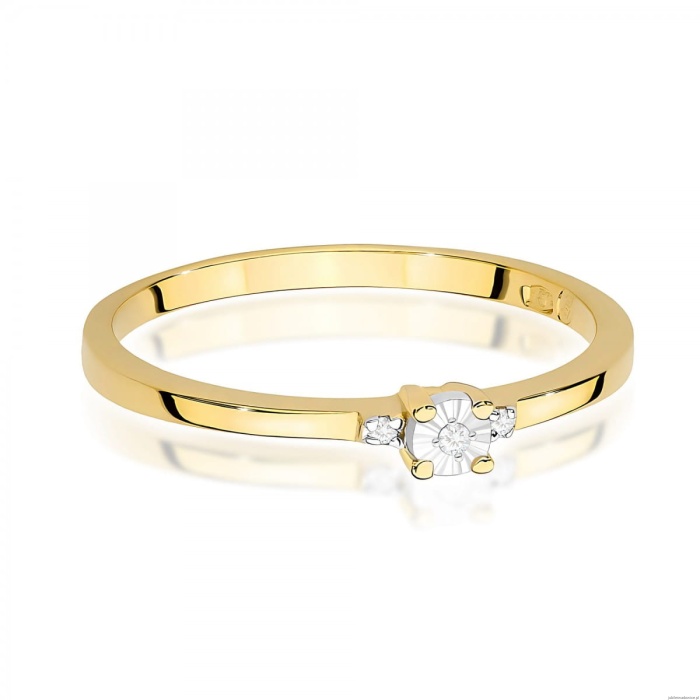 Pierścionek W0464 Diament 0,01ct Żółte złoto 375