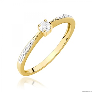 Pierścionek W0465 Diament 0,01ct Żółte złoto 375