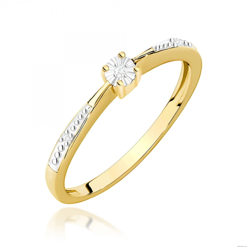 Pierścionek W0465 Diament 0,01ct Żółte złoto 375