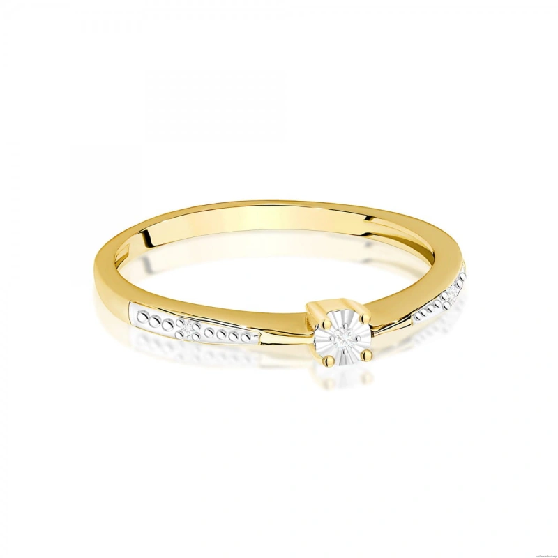 Pierścionek W0465 Diament 0,01ct Żółte złoto 375