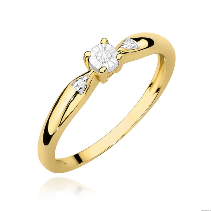Pierścionek W0469 Diament 0,02ct Żółte złoto 375